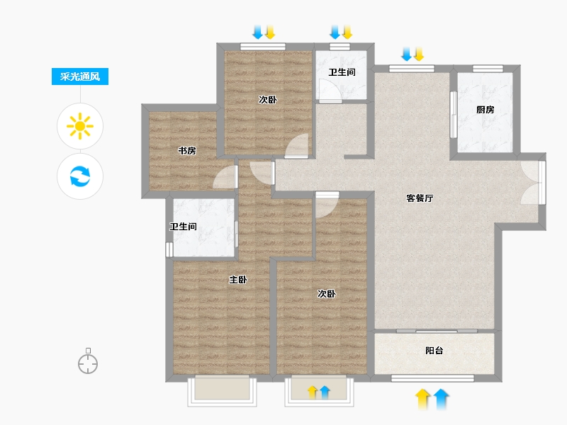 甘肃省-陇南市-泓盛·宜和家苑-115.04-户型库-采光通风