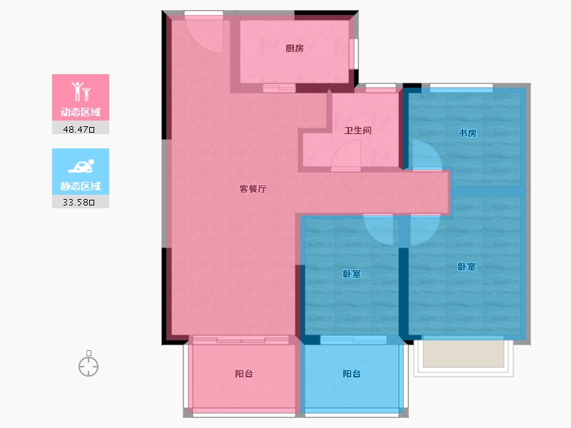 河南省-南阳市-华侨城纯水岸-72.57-户型库-动静分区