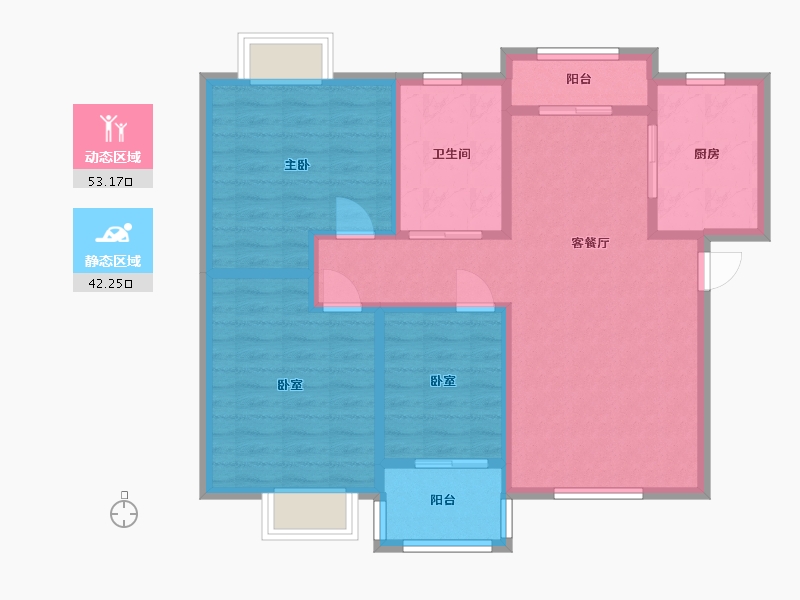 河南省-郑州市-鑫苑·都市领地-10号楼-86.00-户型库-动静分区