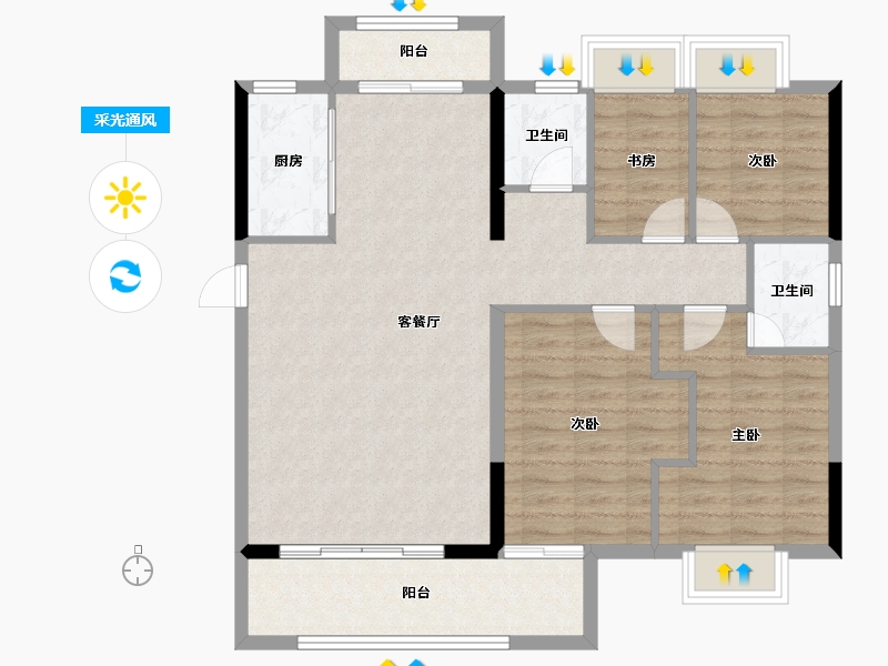 福建省-龙岩市-美伦锦山壹号-99.35-户型库-采光通风