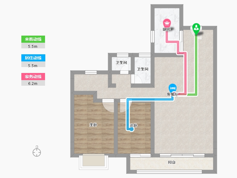 陕西省-咸阳市-龙湖上城-68.80-户型库-动静线