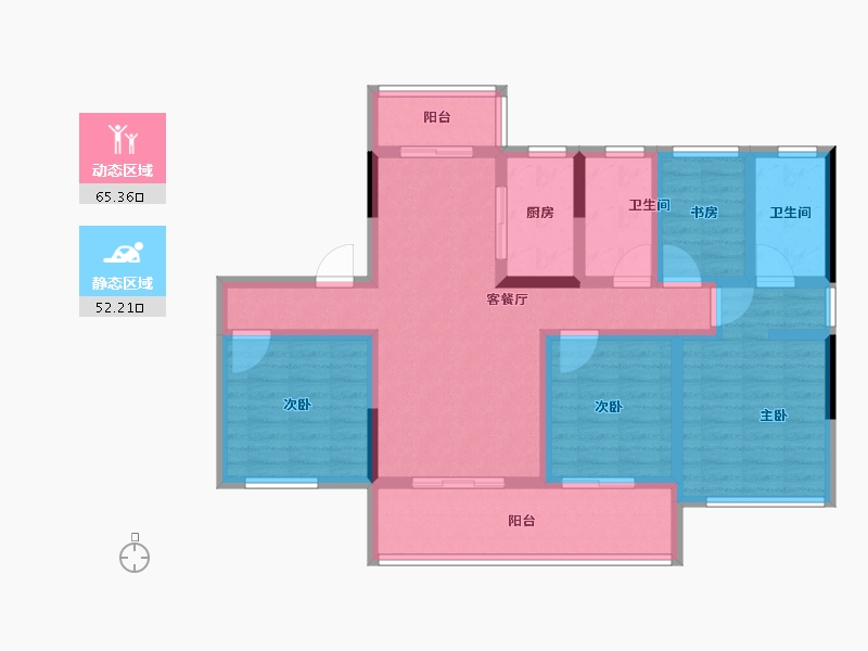 安徽省-亳州市-宝业·时代绿苑-103.21-户型库-动静分区