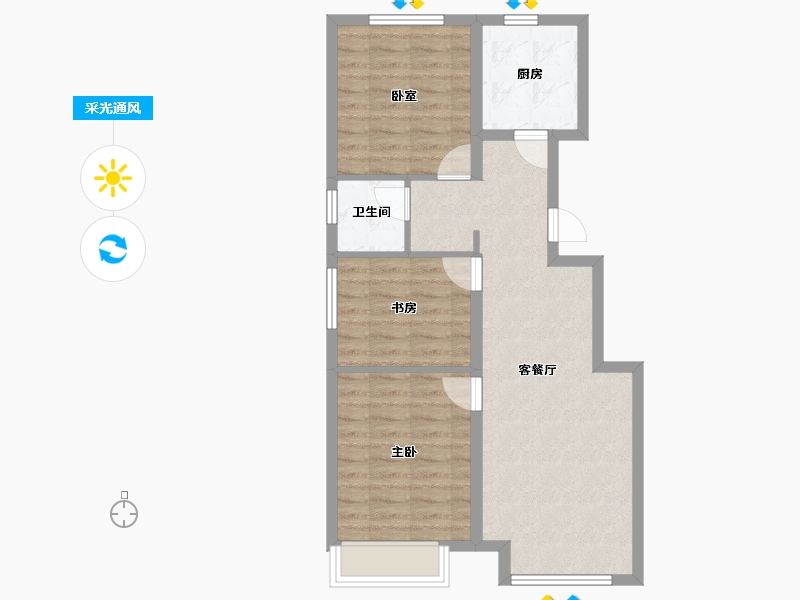 山东省-烟台市-凯润滨河城-71.37-户型库-采光通风