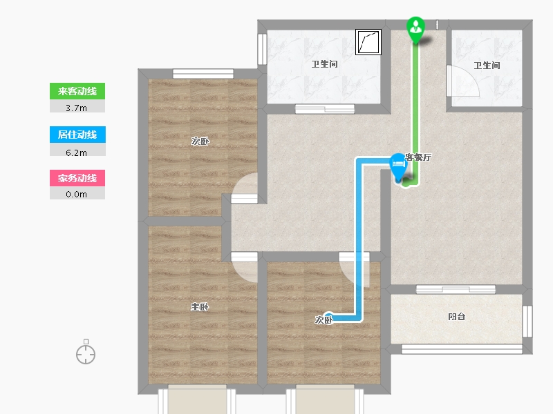 山西省-临汾市-福临苑-72.44-户型库-动静线