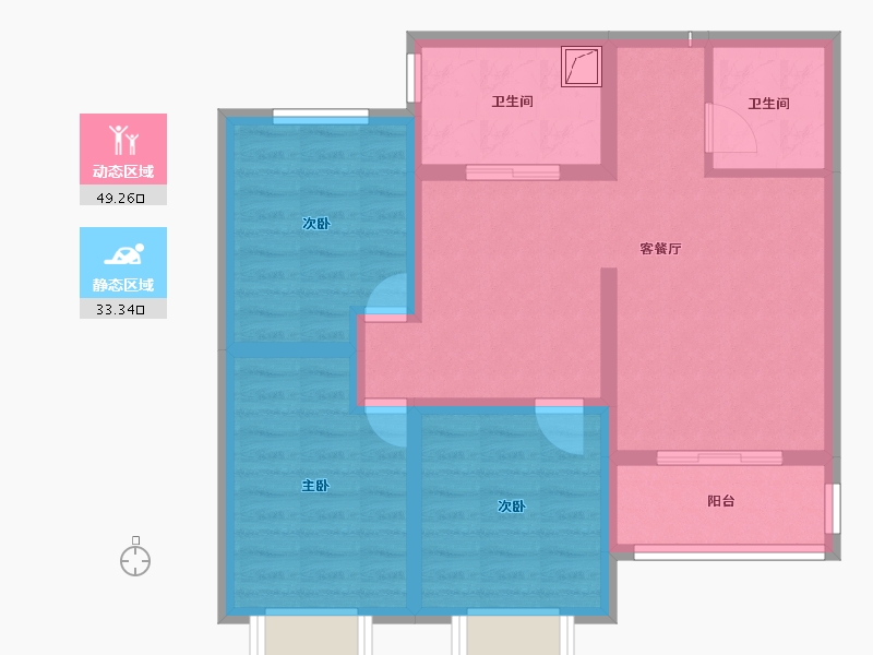 山西省-临汾市-福临苑-72.44-户型库-动静分区