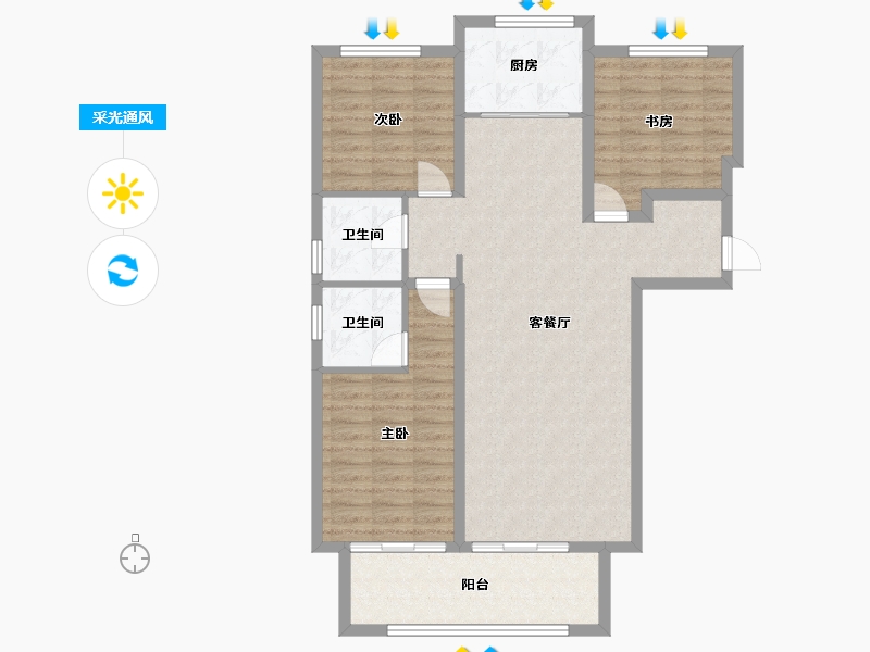 河南省-洛阳市-建业府-99.77-户型库-采光通风