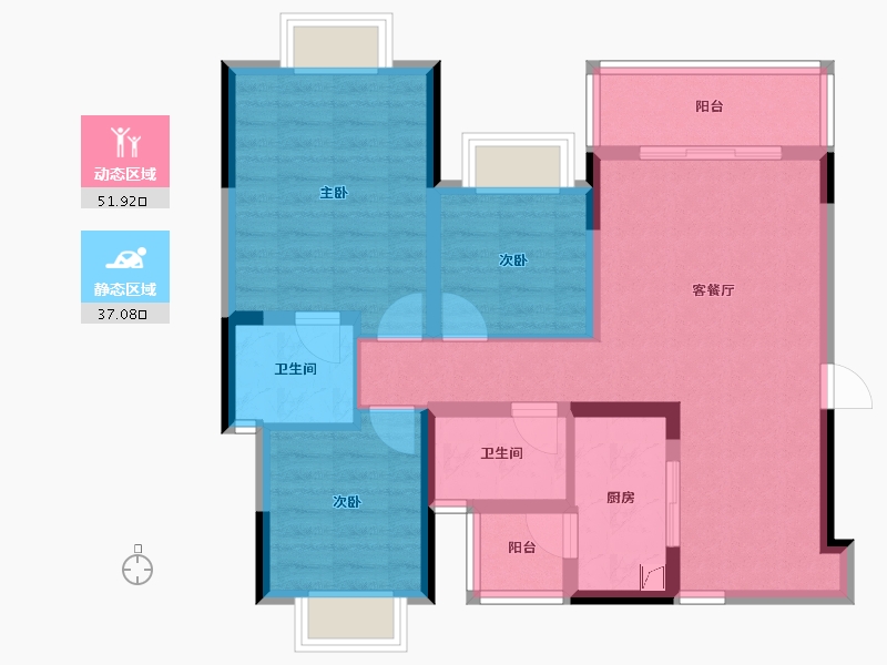 四川省-自贡市-步步高·润达国际城-78.41-户型库-动静分区