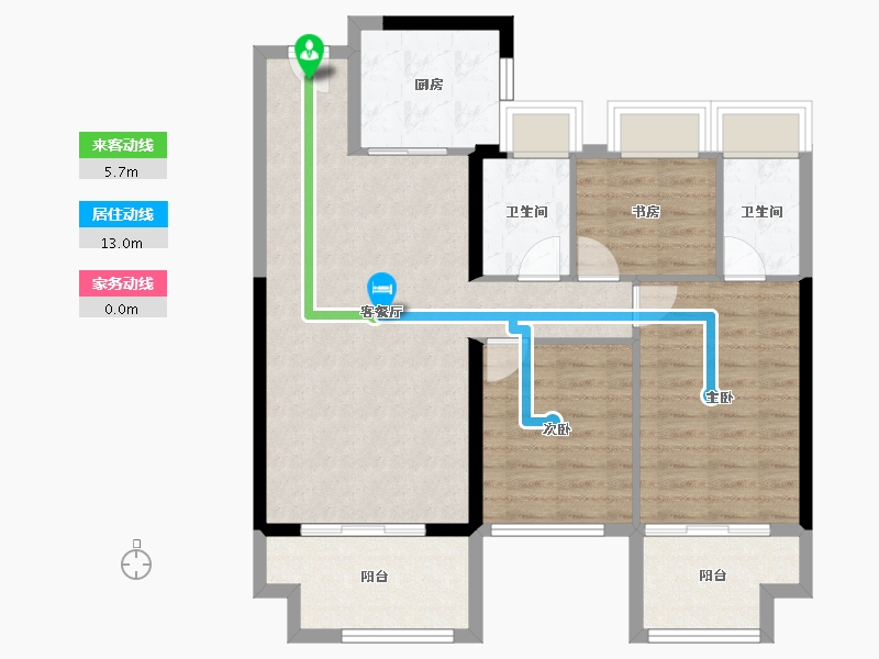 福建省-龙岩市-美伦·生态城-88.38-户型库-动静线