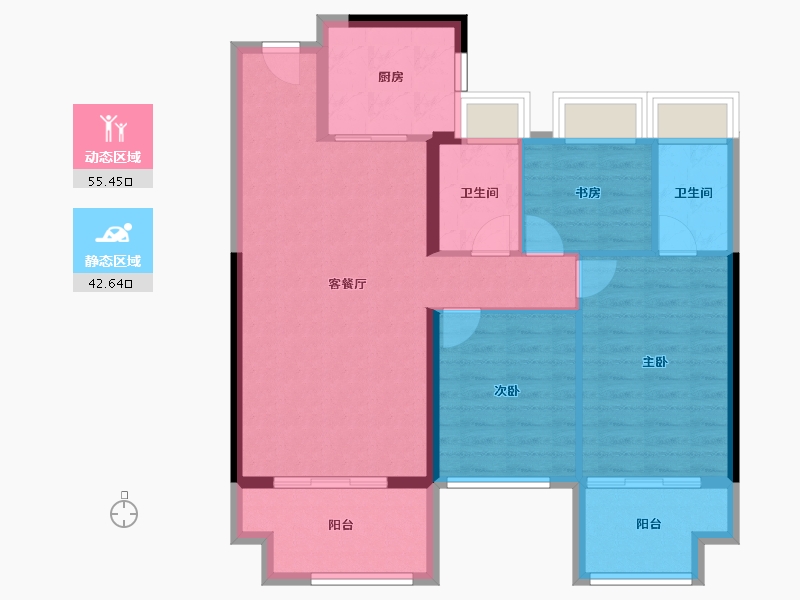 福建省-龙岩市-美伦·生态城-88.38-户型库-动静分区