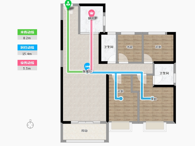 陕西省-咸阳市-碧桂园秦都府-114.00-户型库-动静线