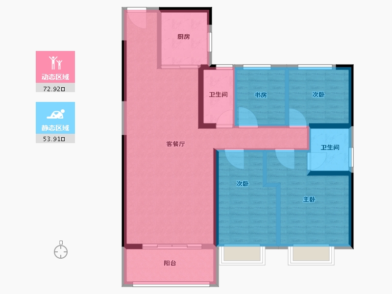 陕西省-咸阳市-碧桂园秦都府-114.00-户型库-动静分区