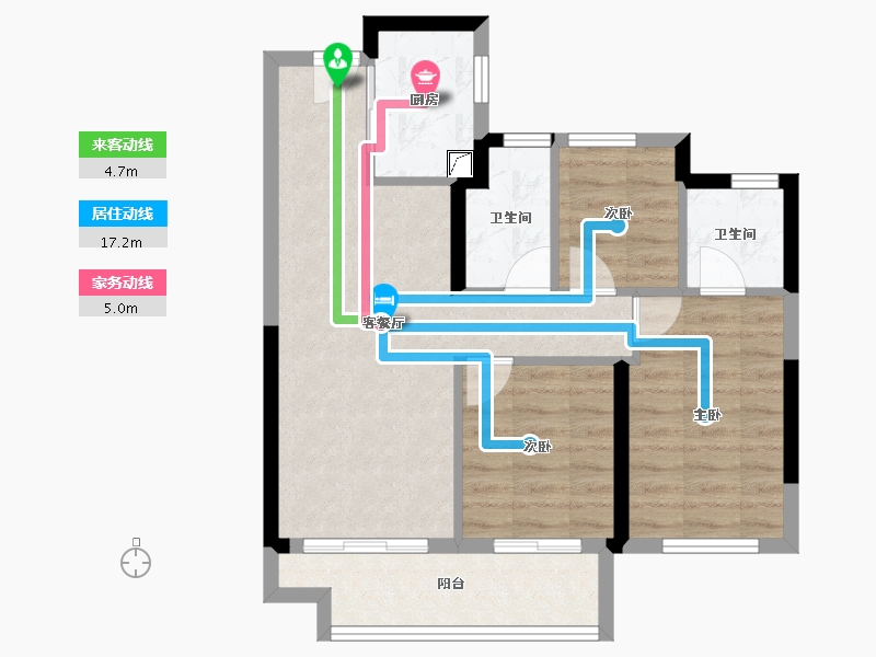 福建省-漳州市-建发西湖观澜-66.54-户型库-动静线