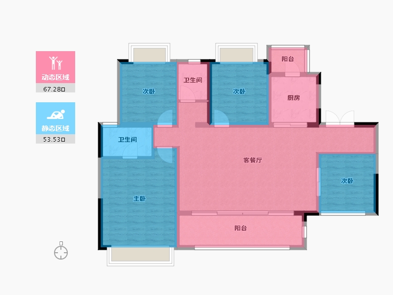 四川省-成都市-蓝光雍锦堰府-109.08-户型库-动静分区