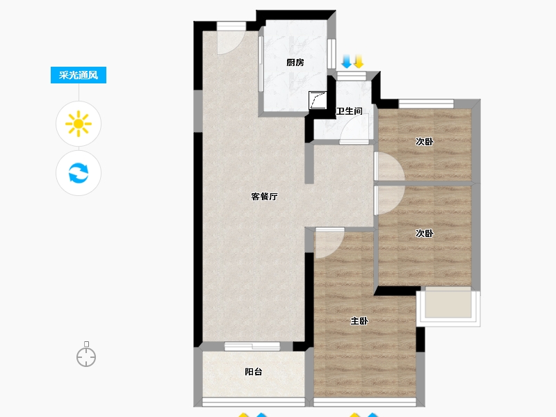 福建省-漳州市-建发西湖观澜-57.01-户型库-采光通风