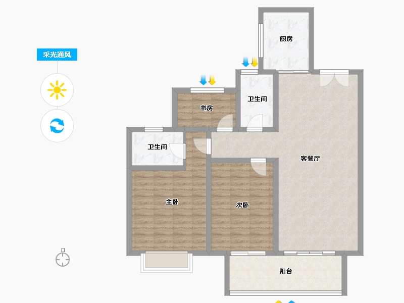 江苏省-镇江市-保集·梧桐墅-104.00-户型库-采光通风