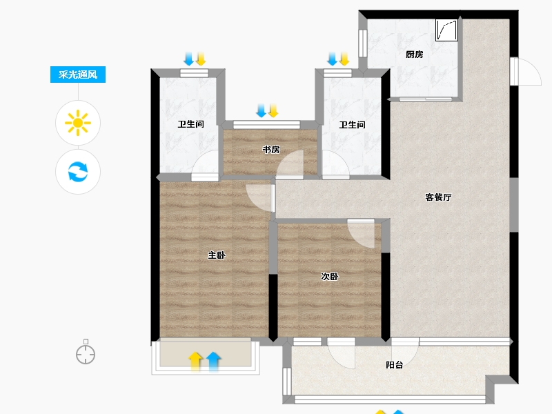 山东省-烟台市-越秀青特·翰悦府-83.99-户型库-采光通风