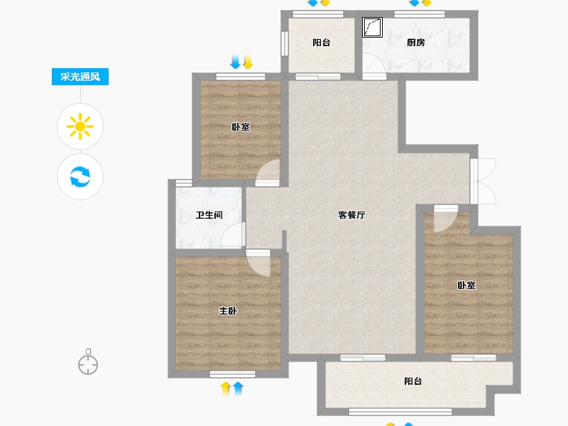 山西省-晋城市-聚德·神农华府-100.89-户型库-采光通风