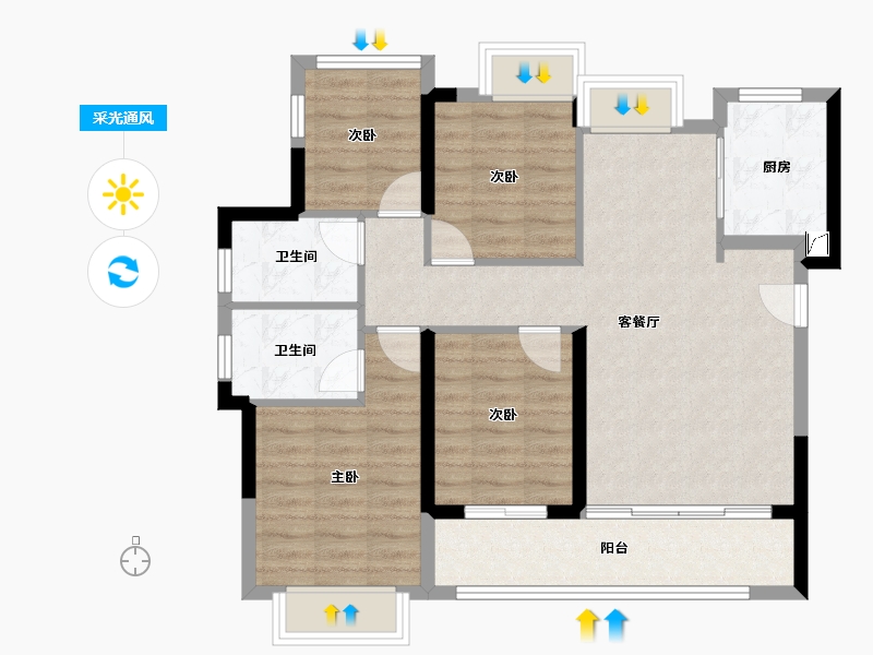 福建省-漳州市-建发西湖观澜-84.95-户型库-采光通风