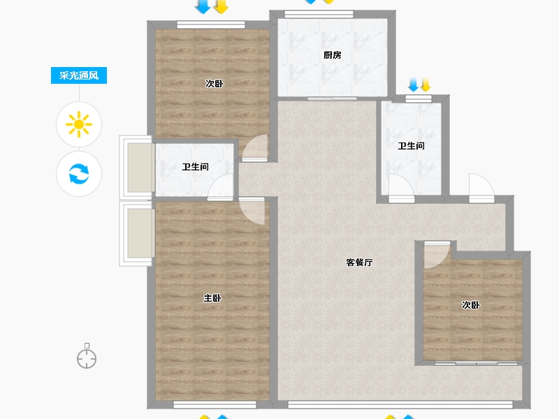 山东省-烟台市-中海长安云锦-104.00-户型库-采光通风