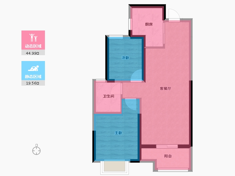 陕西省-咸阳市-龙湖上城-56.83-户型库-动静分区