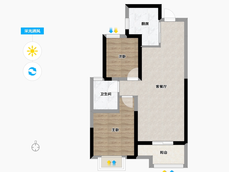 陕西省-咸阳市-龙湖上城-56.83-户型库-采光通风