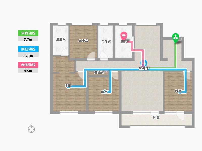 山东省-烟台市-融创蓝天壹號-124.00-户型库-动静线