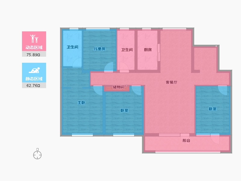 山东省-烟台市-融创蓝天壹號-124.00-户型库-动静分区