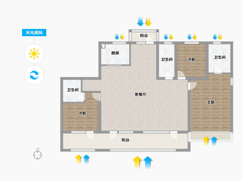 山东省-青岛市-青建金宸府-144.49-户型库-采光通风