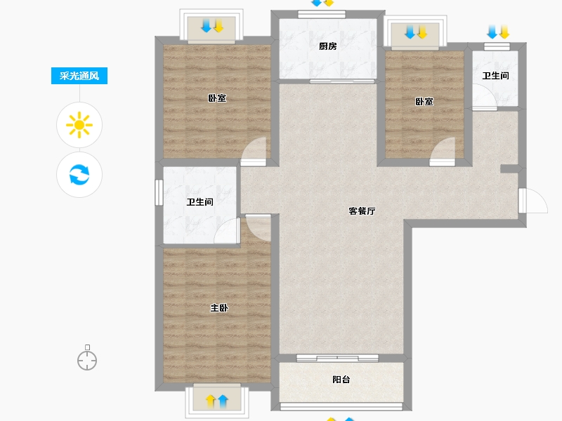 河南省-南阳市-和通博士园-96.52-户型库-采光通风