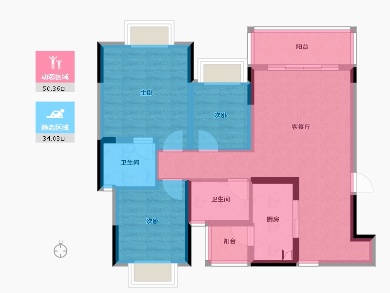 四川省-自贡市-步步高·润达国际城-74.29-户型库-动静分区