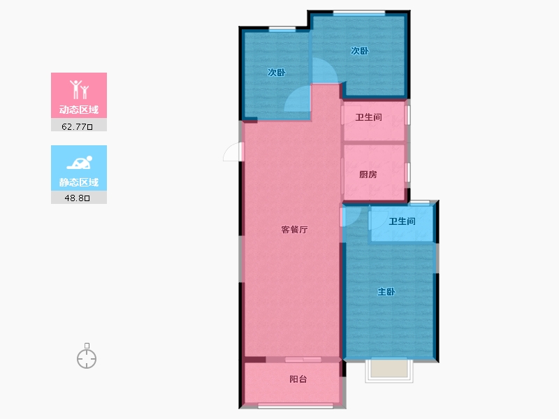 陕西省-咸阳市-碧桂园秦都府-101.12-户型库-动静分区