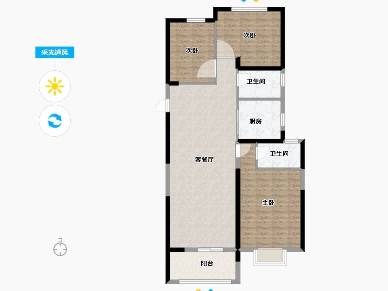 陕西省-咸阳市-碧桂园秦都府-101.12-户型库-采光通风