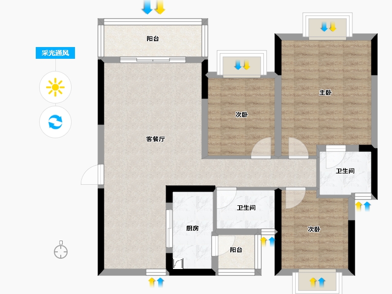 四川省-自贡市-步步高·润达国际城-83.92-户型库-采光通风