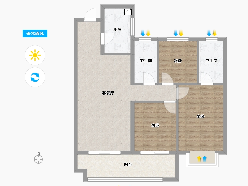 山东省-青岛市-青建金宸府-85.03-户型库-采光通风