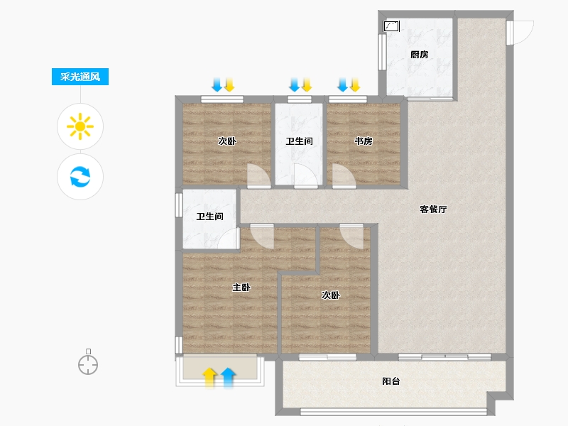 山东省-青岛市-青建金宸府-106.69-户型库-采光通风