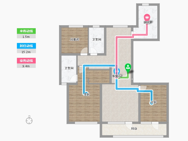 山东省-烟台市-融创蓝天壹號-110.71-户型库-动静线