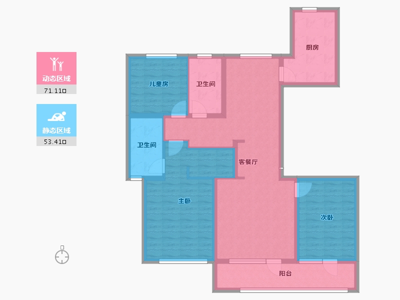 山东省-烟台市-融创蓝天壹號-110.71-户型库-动静分区