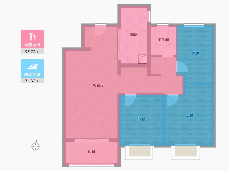 陕西省-咸阳市-玺园-80.70-户型库-动静分区