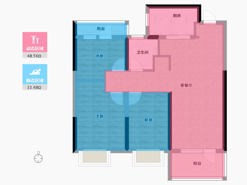 山东省-烟台市-绿地德迈珑璟台-72.51-户型库-动静分区