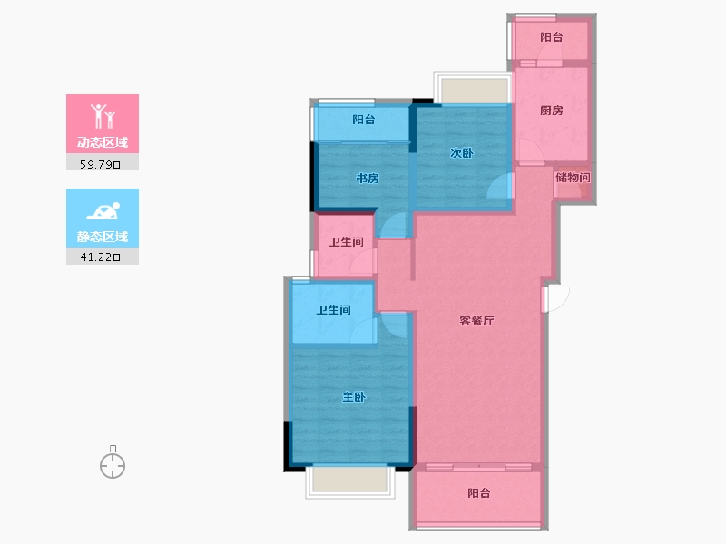 四川省-成都市-竹径悦山-89.73-户型库-动静分区