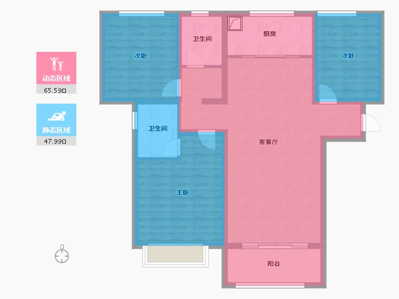 陕西省-咸阳市-玺园-101.57-户型库-动静分区