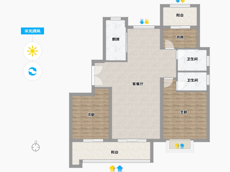 江苏省-镇江市-保集·梧桐墅-104.00-户型库-采光通风