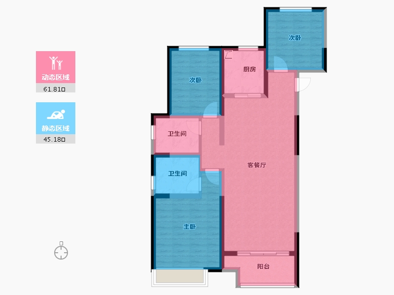 陕西省-咸阳市-天地源君樾坊-95.21-户型库-动静分区