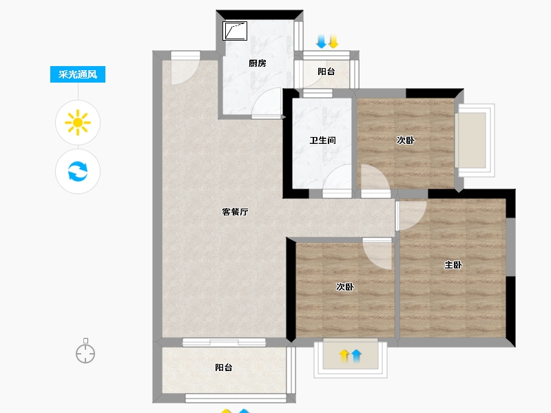 四川省-自贡市-步步高·润达国际城-64.24-户型库-采光通风