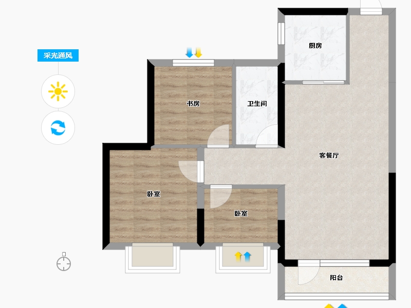 吉林省-吉林市-泽信·悦山郡-69.27-户型库-采光通风