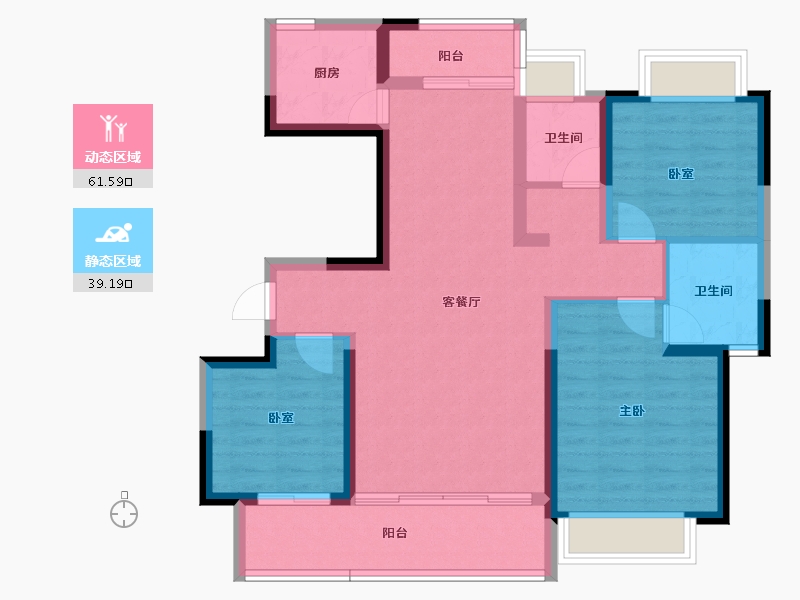 四川省-成都市-竹径悦山-89.74-户型库-动静分区