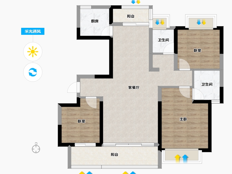 四川省-成都市-竹径悦山-89.74-户型库-采光通风