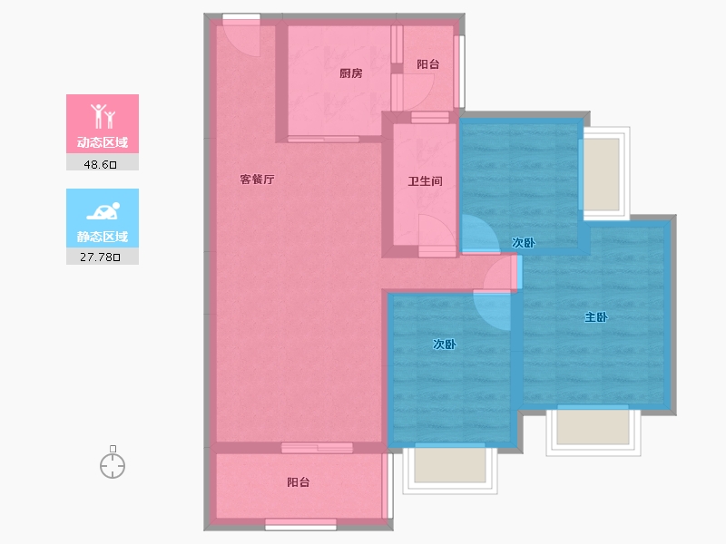 四川省-南充市-恒大御峰-71.77-户型库-动静分区