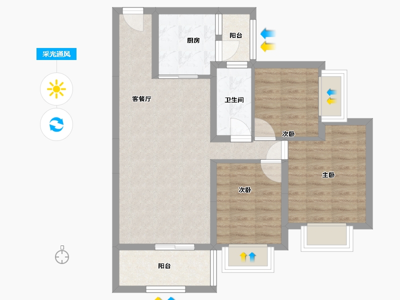 四川省-南充市-恒大御峰-71.77-户型库-采光通风