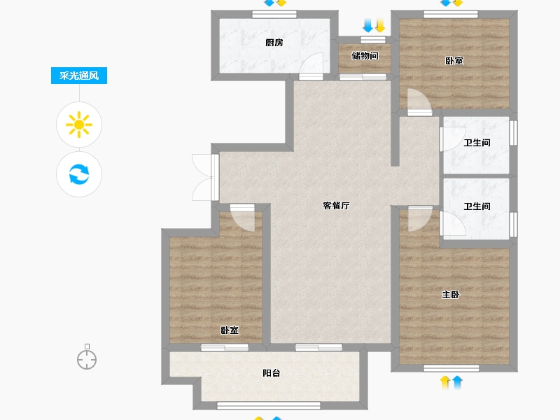 山西省-晋城市-聚德·神农华府-100.89-户型库-采光通风